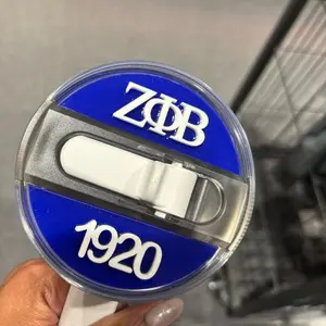 Zeta Phi Beta Sorority Protour Flip Straw Tumbler Nameplate Topper with 1920 Logo Blue and White Design