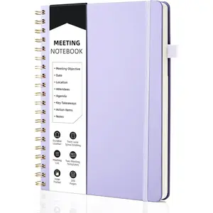 Simplified Meeting Notebook for Work with Action Items 200 Pages, Office Supplies for Note Taking, Keep Agenda Organized, PU Leather Meeting Notes Notebook for Work (10" × 7")