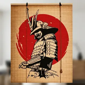 Samurai Bamboo Blinds – Japanese Warrior Style Window Shade, Traditional Samurai Art Bamboo Roller Blind, Asian Decor, Custom Printed Bamboo Blinds, Zen Home Decor