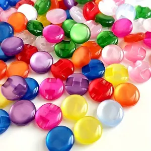 100pcs Bagged Mixed Color 12mm Resin Decorative Buttons, Glossy Finish Pearl Button Eyelets, Wholesale Supply Bulk Pack, Sewing, Crafting, Jewelry Making, Various Projects