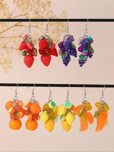 Fruit Themed Dangle Earrings, Cute Watermelon & Lemon & Strawberry Design Drop Earrings, Fashion Jewelry Accessories for Women & Girls