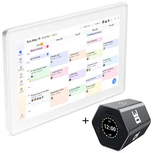 15.6" Digital Wall Calendar & Family Organizer, Smart Home Planner with 1920x1080 IPS Full HD Touchscreen, Interactive Chore Chart & Shared Schedule Board, WiFi Electronic Command Center for Kitchen & Office, Wall Mount Included (Gray/White Frame)