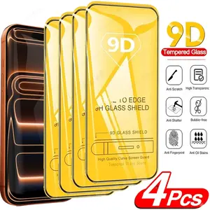 4 Pcs 9D Tempered Glass Screen Protector for Apple iPhone 17 Pro Max, HD Anti-Scratch Film for iPhone Air & 17 Pro Full Coverage Protection