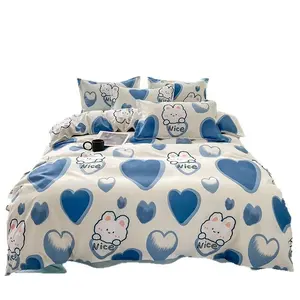 Autumn Winter Brushed Cotton Bedding Four Piece Set Quilt Cover Bed Sheet Student Dormitory Three Piece Set