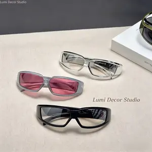 Narrow Frame Wrap Around Sunglasses | Y2K Futuristic Shades | UV400 Protection | For Streetwear & Everyday Outfits | Trendy Cyberpunk Style Eyewear