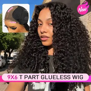 [NEW IN]Yawawe Hair Burmese Curly 9x6 T Part Glueless Lace Wigs Human Hair 180% Density Pre Plucked Pre Cut Drawstring Wigs Human Hair Wear and Go Glueless Wig for Women