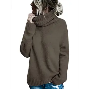 Women's Oversized Olive Green Turtleneck Sweater - Cozy Cable Knit Long Sleeve Jumper, Perfect for Fall & Winter Warmth