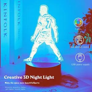 Football Player 3D LED Night Light, Touch Control, USB Powered, 7 Color Changing Acrylic Table Lamp, Modern Bedroom Desk Decor, Creative Led