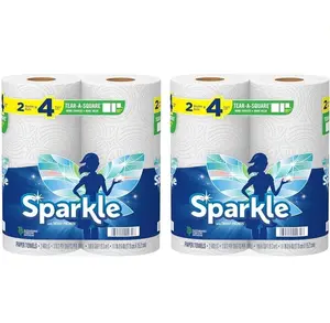 Sparkle Tear-A-Square Paper Towels, 2 Double Rolls : 4 Regular Rolls, 2 Count (Pack of 2)