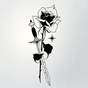 Rose & Blade Temporary Tattoo
