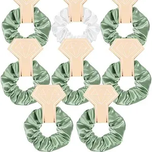 8Pcs Satin Bridesmaid Scrunchies, Satin Hair Ties Bridesmaid Proposal Gifts Green Scrunchies for Wedding Proposal Gifts