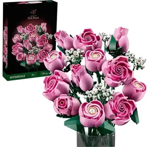 2026 Passionate Pink Rose Bundle Building Blocks Set 10374 Suitable for Valentine's Day Gift Adult Romantic Gift 789 pieces Building Block Model