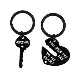 2pcs Set Men Women Cute Heart Key Keychain Couple Key Ring Lovers Key Chain Jewelry Accessory Gift