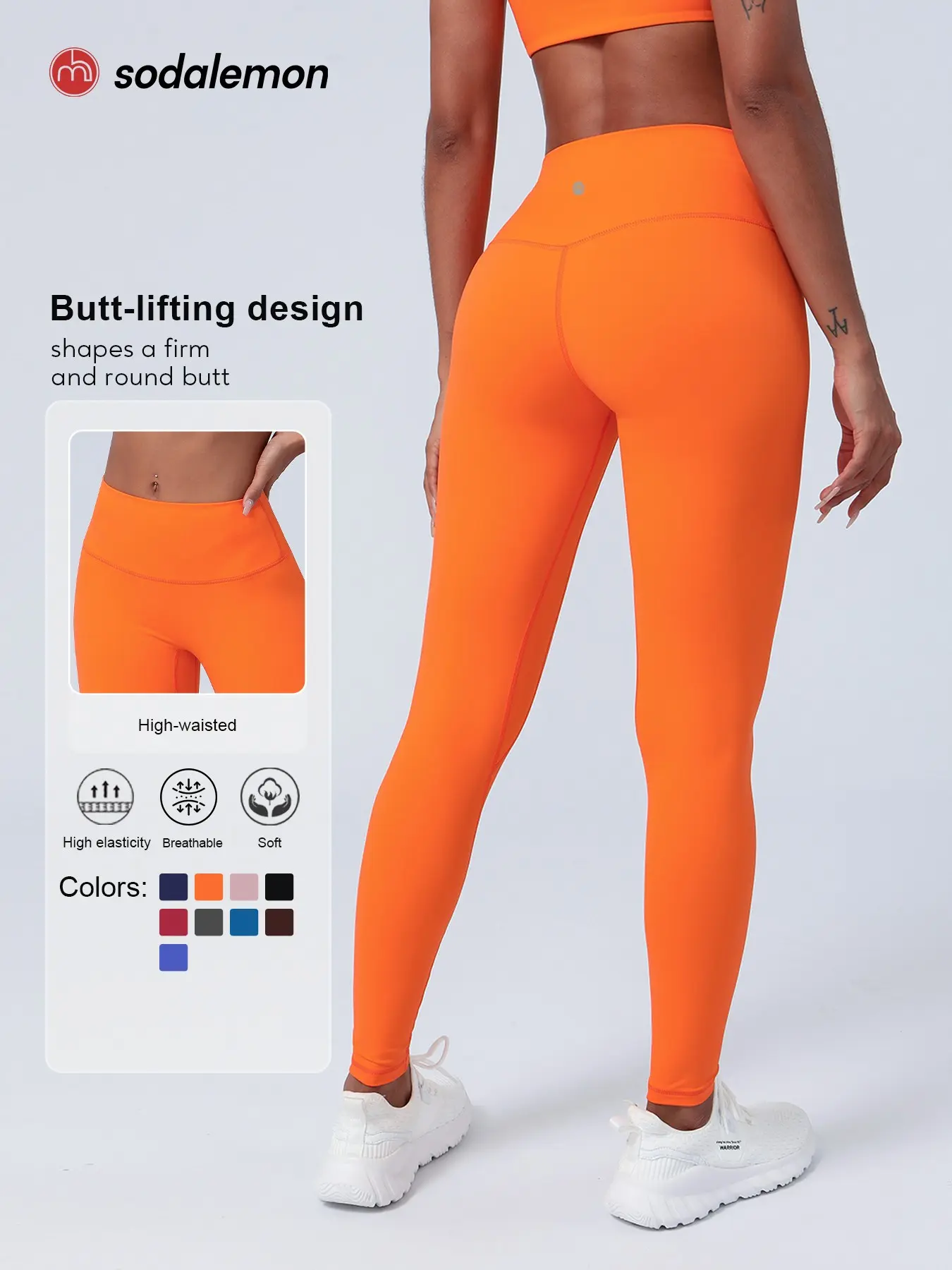 Sodalemon Women's High Waisted Elastic Sports Tight Pants, Tummy Control Butt Lift Design, Comfortable Fit for Yoga and Pilates, Multiple Colors Available, Fitness Workout Pants, Fitness Bottoms, Fitness Pants, Shaping Leggings, Tummy Control Leggings