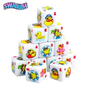 12 Pcs Duck-Themed Dice - Vibrant cartoon duck design, made of durable acrylic, perfect for role-playing games and family fun, ideal gift for Thanksgiving and Christmas