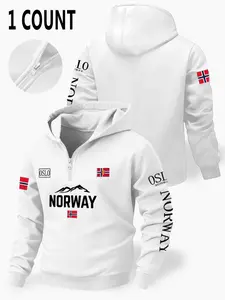 Men's Fashion Letter Print Hoodie, Casual Loose-Fitting Long Sleeve Sweatshirt, Fall & Winter Outdoor Clothing