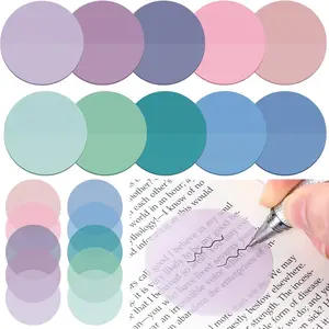 500 Sheets Transparent Sticky Notes Round Translucent Sticky Notes Tabs Colorful Page Flags Stickers Clear Book Markers  Journaling Office  to School Supplies(1.75 Inch,Stylish)