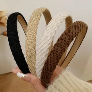 Thin Knitted Headbands for Women 4-Pack, Non Slip Solid Color Hairbands, Fashion Hair Accessories for Everyday Style