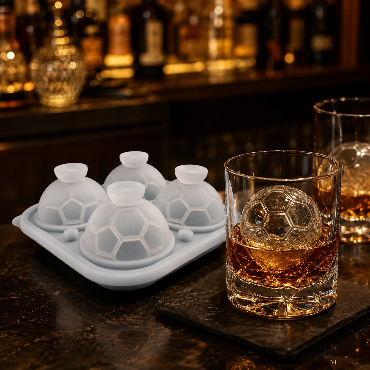 Large Soccer Ball Ice Mold for Whiskey, Bourbon, Cocktails & Sports Fans