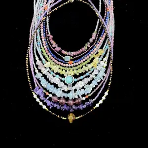 Natural Crystal Necklace,Crystal Beeds Necklace, Tiger Eye Necklace, Aquamarine Necklace, Amethyst Necklace, Peridot Necklace, Citrine Necklace, Rose Quarts Necklace, Lapis Lazuli Necklace, Tourmaline Necklace