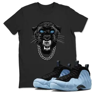 Foamposite Psychic Blue Graphic T-shirt, Gangster Black Cat Tee Shirt Match Foams One Psychic Blue Sneaker, Relaxed Fit