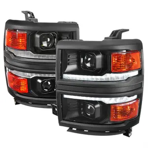 2014-2015 Silverado 1500 Switchback Sequential LED Bar Projector Headlights (Matte Black Housing/Clear Lens/Black Trim)