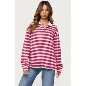 Edikted Women's Maureen Striped Polo Sweatshirt