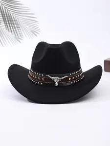 Vintage Western Cowboy Hat Unisex Adjustable Hat Outdoor Sun Protection Windproof Cap Classic Cowboy Hat, Retro Style Men Women Fashion Accessory