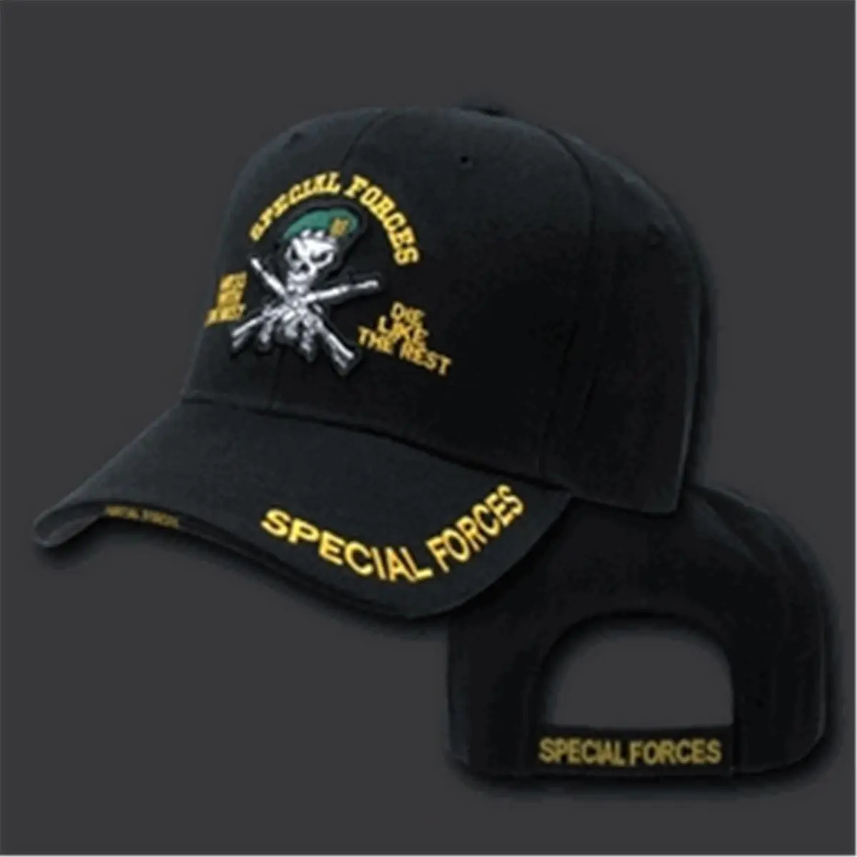212 MAIN Adjustable Deluxe Military Baseball Cap - Embroidered Bill Tip, Rapid Dominance RD-SPECIAL-GB, Padded Band, Special Forces GM Beret Black Sports Collectible Accessory