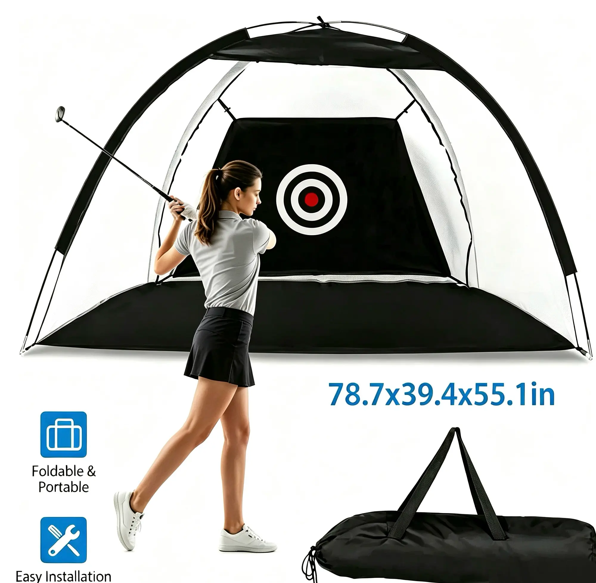 Golf Net with Practice Mat & Target Mat,  Golf Training Aids for Backyard Driving & Chipping Swing, Indoor Outdoor Use, Gifts for Golfers summervibes campingessentials