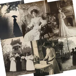 64pcs Paperpad and Sticker Set of Old Photo style, Vintage Age, Street View, Mid-age City View, suitble for Personalizable Scrapbooking Paper for Junk Journals, Vintage Decor, Decorative Stationery, Adventure Book. DIY Craft Journal Kit Set