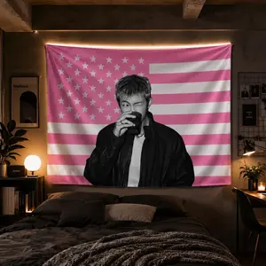 K-Pop Leader Inspired Wall Tapestry, Pink Aesthetic Room Decor, Cozy Bedroom Hanging, Gift for Korean Music Fans, Birthday Gift