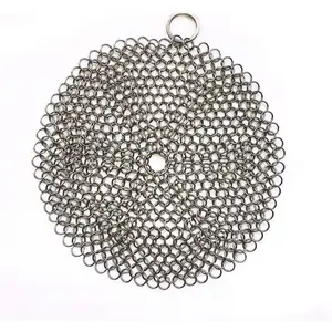 316  Stainless Steel Cast Iron Cleaner, Chainmail  for Cast Iron Pan Pre-Seasoned Pan Dutch Ovens Waffle Iron Pans Scraper Cast Iron Grill Scraper Skillet Scraper