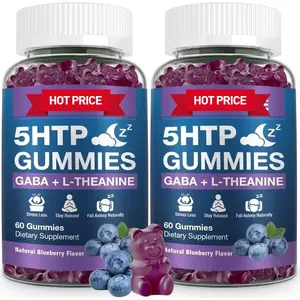 2 Pack 300MG 5-HTP GABA Sleep Supplement Gummies with 200mg L-Theanine Supplement for Brain, Mood Stabilizer and Sleep Support, Melatonin-Free, Omega 3-6-9 for Natural Zzzs, Blueberry Flavor, gift for him and her, mother dad lover gift