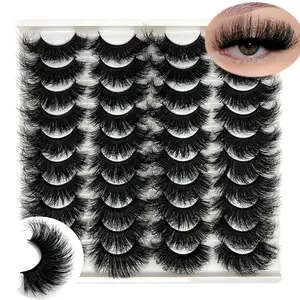 Lashes Fluffy Wispy 20mm  Volume Full Dramatic Faux  D Curl Long Strip Lashes Pack 25 mm Big  Eye False Eyelashes