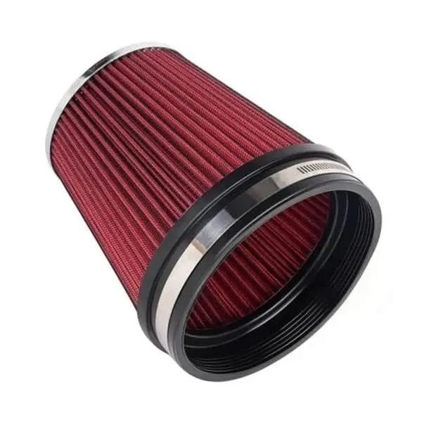 6" Inside Dia. Premium Cotton Gauze Conical Cold Air Intake Filter Replacement - Red Finish, Durable Premium Materials, Contaminant Blocker, Cost-Effective Upgrade, Includes Clamp, Automotive Engine Performance Booster, Horsepower Increaser