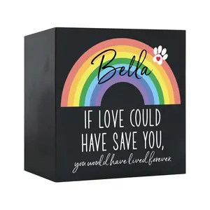 Personalized Pet Cremation Shadow Box Urn | Custom Pet Memorial for Dog & Cat Ashes | Rainbow Keepsake If  Love Could | Pet Loss Remembrance Gift