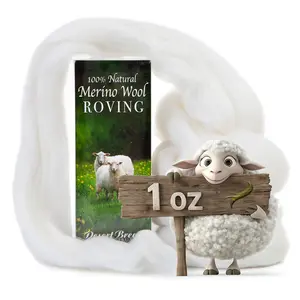 Natural Merino Wool Roving for Tapestry and Felting - 1 oz, 21.5 Micron, Color Snow