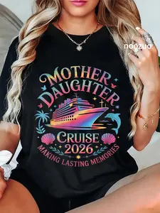 100% Cotton Mother Daughter Cruise 2026 Vacation Trip Matching Family T-Shirt