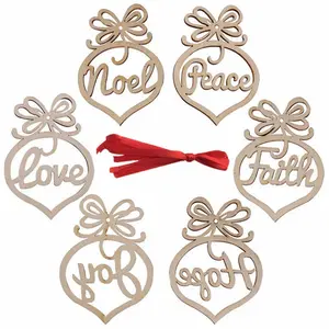 6 Pcs Wooden Christmas Ornaments - Festive Shapes for Hanging on Christmas Trees and Holiday Decorations - Lightweight and Durable Wooden Ornaments for Home and Party Decor