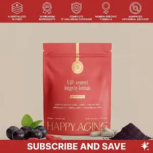 Happy Aging NAD+ Advanced Longevity Protocol | Cellular Regeneration & Mitochondrial Support with Resveratrol, CoQ10 & Urolithin A | NAD+ Supplement | 6 Blends | 90 Capsules, Brain Booster