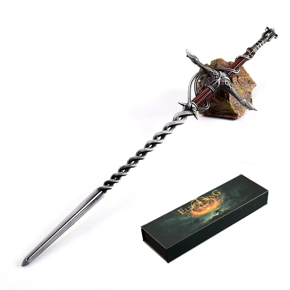 Real Full Metal Elden Ring Sword Replica - High Detail Collectible Model with Stand |   Gamer Gift & Home Decor Series Box