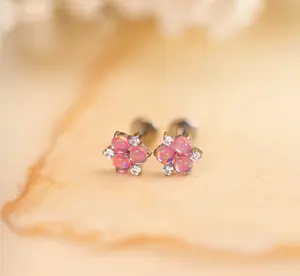 Titanium Opal Studs Earrings • Conch earrings • Tragus • Helix • Rook • Cartilage Studs • Flat Back Earrings • Tiny Studs