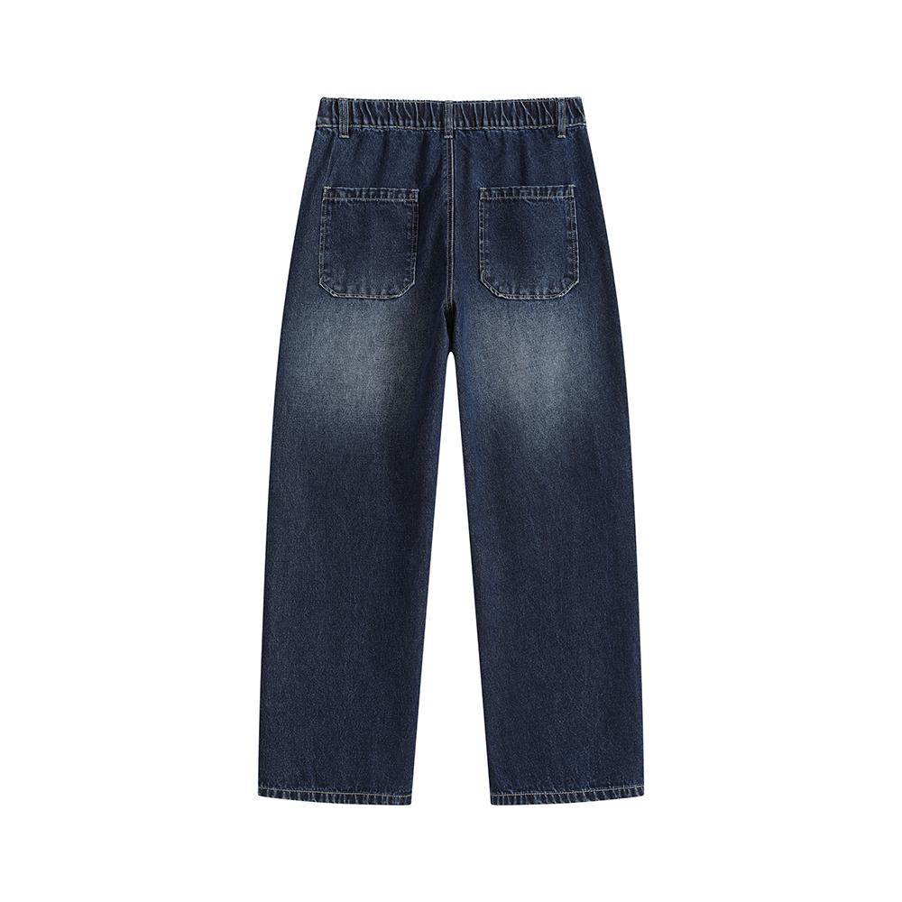 Men’s loose straight-leg jeans for autumn/winter, featuring a patchwork design and retro street style—versatile and easy to match.