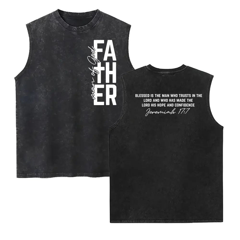 Man of GodWashed Vest, Jeremiah 17:7, Christian Dad Gift