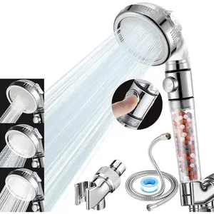 High  Handheld Shower  with Filter, Shower  Kits with Hose and Bracket, Hard Water Softener Water Purifying Filtered Showerheads with Filter Beads