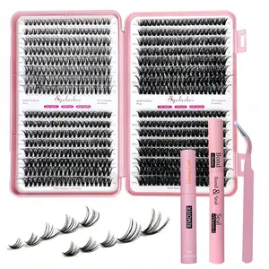 Mixed Length Individual False Eyelashes Kit, Natural Look Eyelash Extensions, Self Grafting Curl Eyelashes, Eye Makeup Enhancement False Eyelashes easy fanning lashes enhancer map Cosmetic lash clusters kit tiktokshopblackfriday tik tok shop