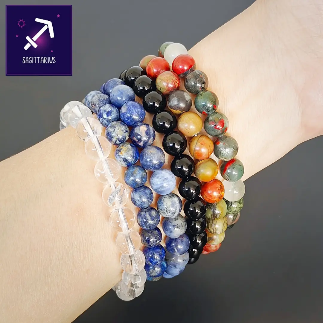 Sagittarius Zodiac Crystal Bracelet Set Crystals for Adventure, Wisdom & Optimism