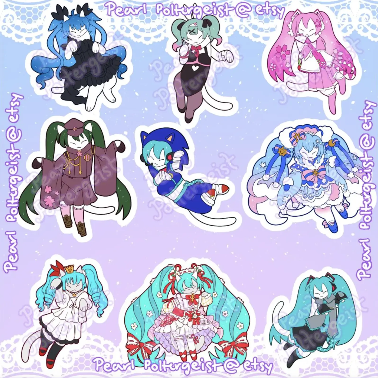 Hatsune Meowku Hatsune Miku 4" Stickers Waterproof Vinyl - Perfect for Laptops & Water Bottles - Versatile Design for Fans - Enhance Your Collection