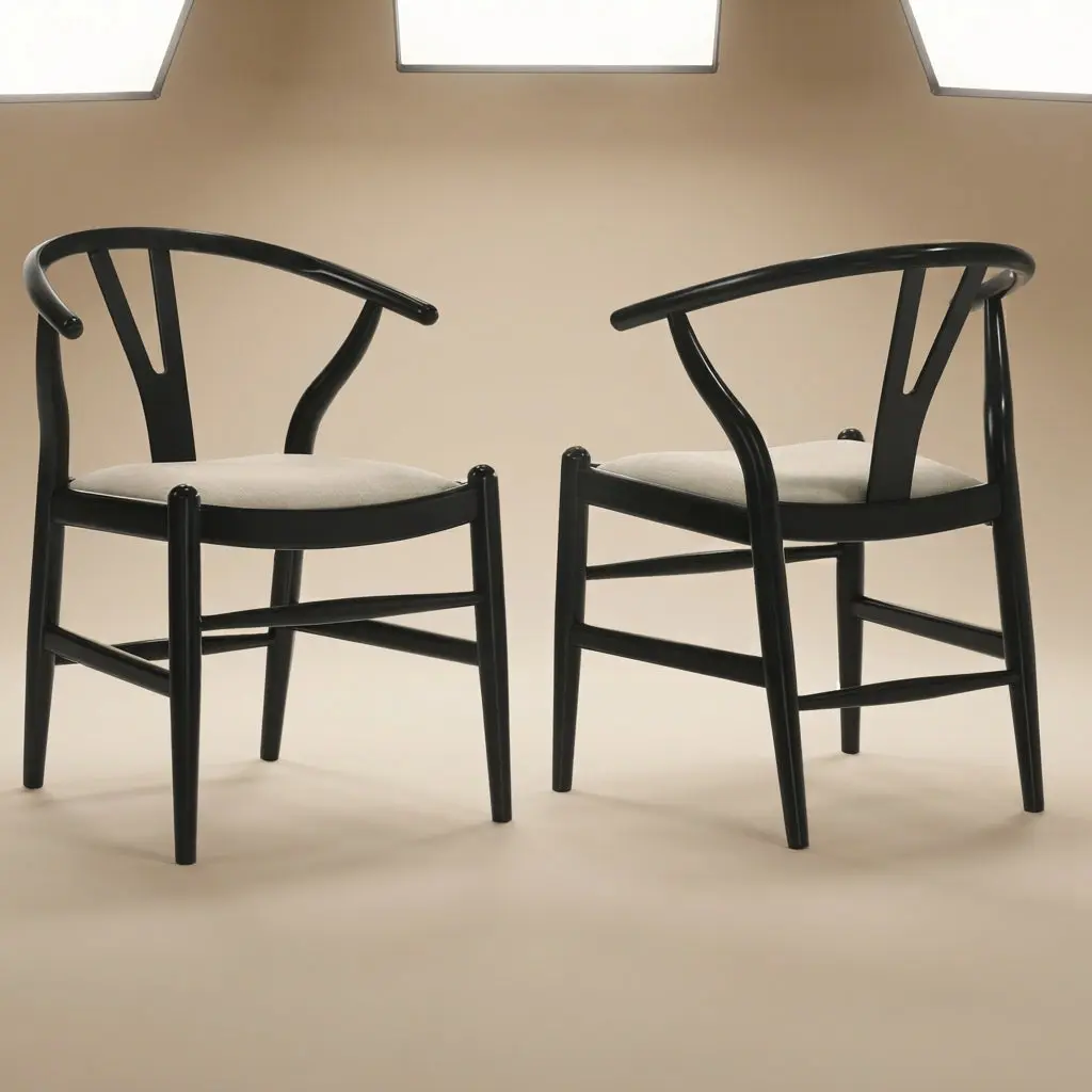 Crestmont Wood Wishbone Dining Side Chair Black (Set of 2)